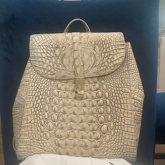 Brahmin Sadie Tan Crocodile Embossed Backpack - Picture 2 of 6